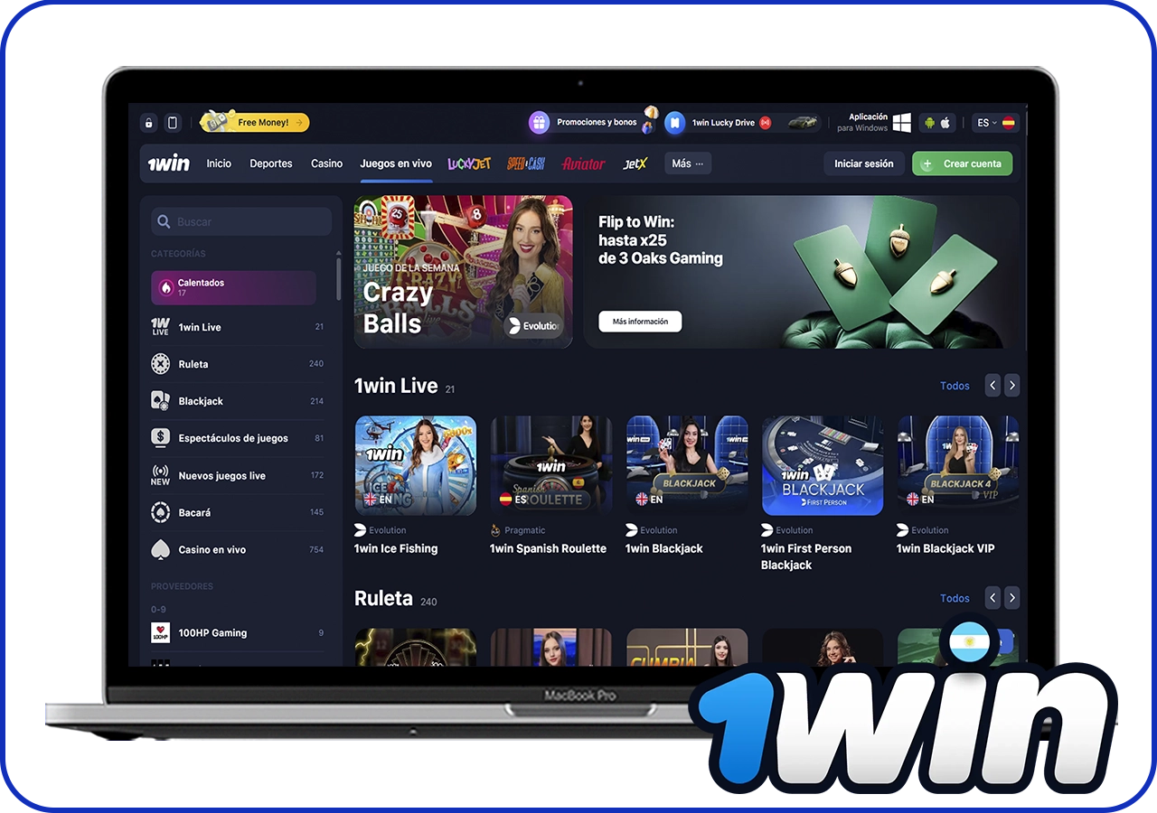 Información sobre 1win Juegos de casino en vivo