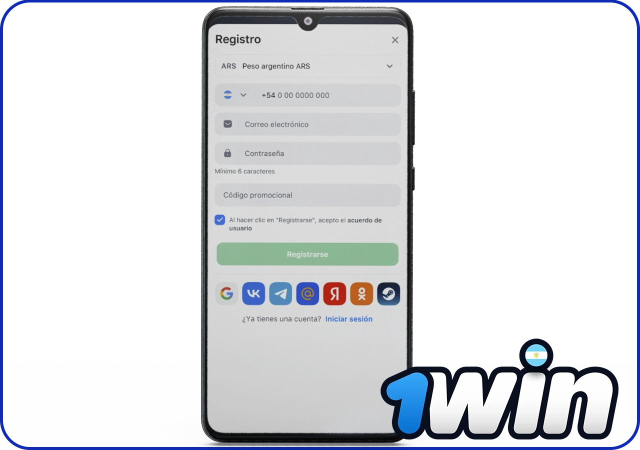 Información sobre el registro a través de la aplicación 1win Argentina